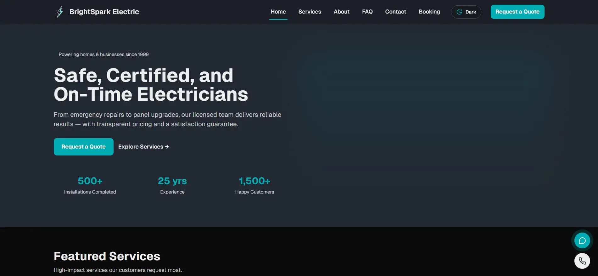 Electrician Business Website design preview